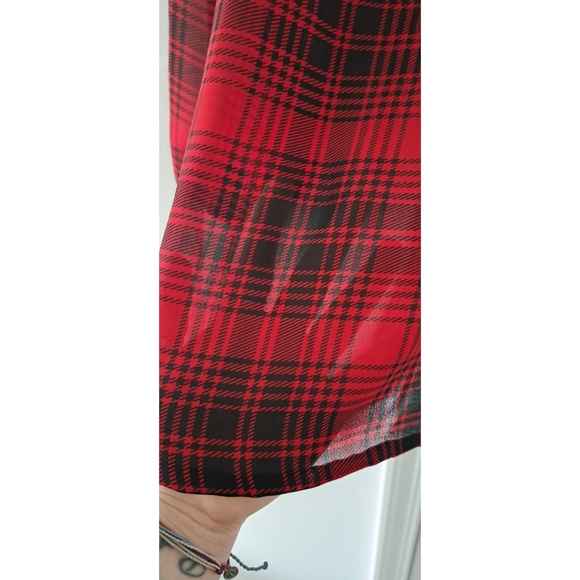 Chaps Sheer Plaid Top - Picture 6 of 7